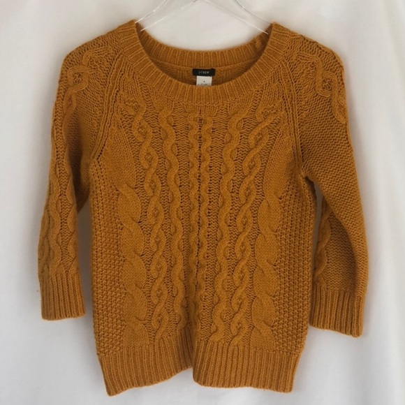 J. Crew Sweaters - 🍁JCREW MUSTARD CABLE SWEATER🍁